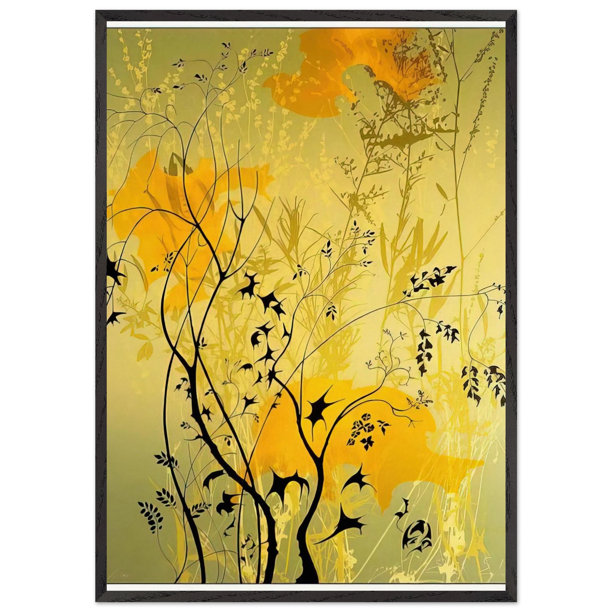 Wild Flowers - Eyvind Earle Framed Art Print – Black Wooden Frame - Default Title - -Framed Art Print