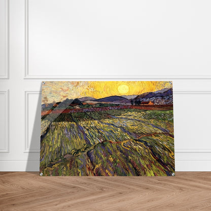 Wheat Field with Rising Sun - Vincent van Gogh Acrylic Print - 70x100 cm / 28x40″ inches | Vincent van Gogh Wall Art | Vincent van Gogh Prints
