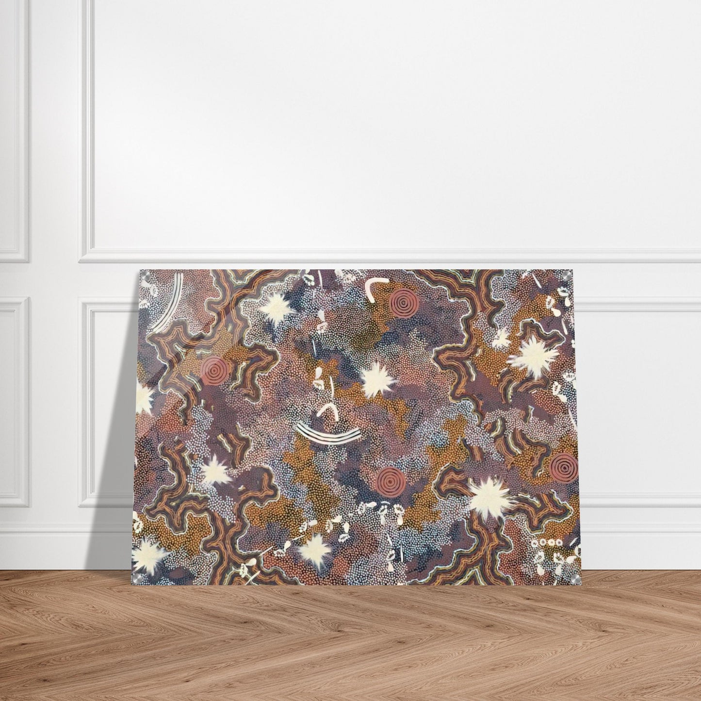 Ngarlu Red Hill - 1990 - Clifford Possum Tjapaltjarri Acrylic Print - 70x100 cm / 28x40″ inches | Clifford Possum Tjapaltjarri Wall Art | Clifford Possum Tjapaltjarri Prints