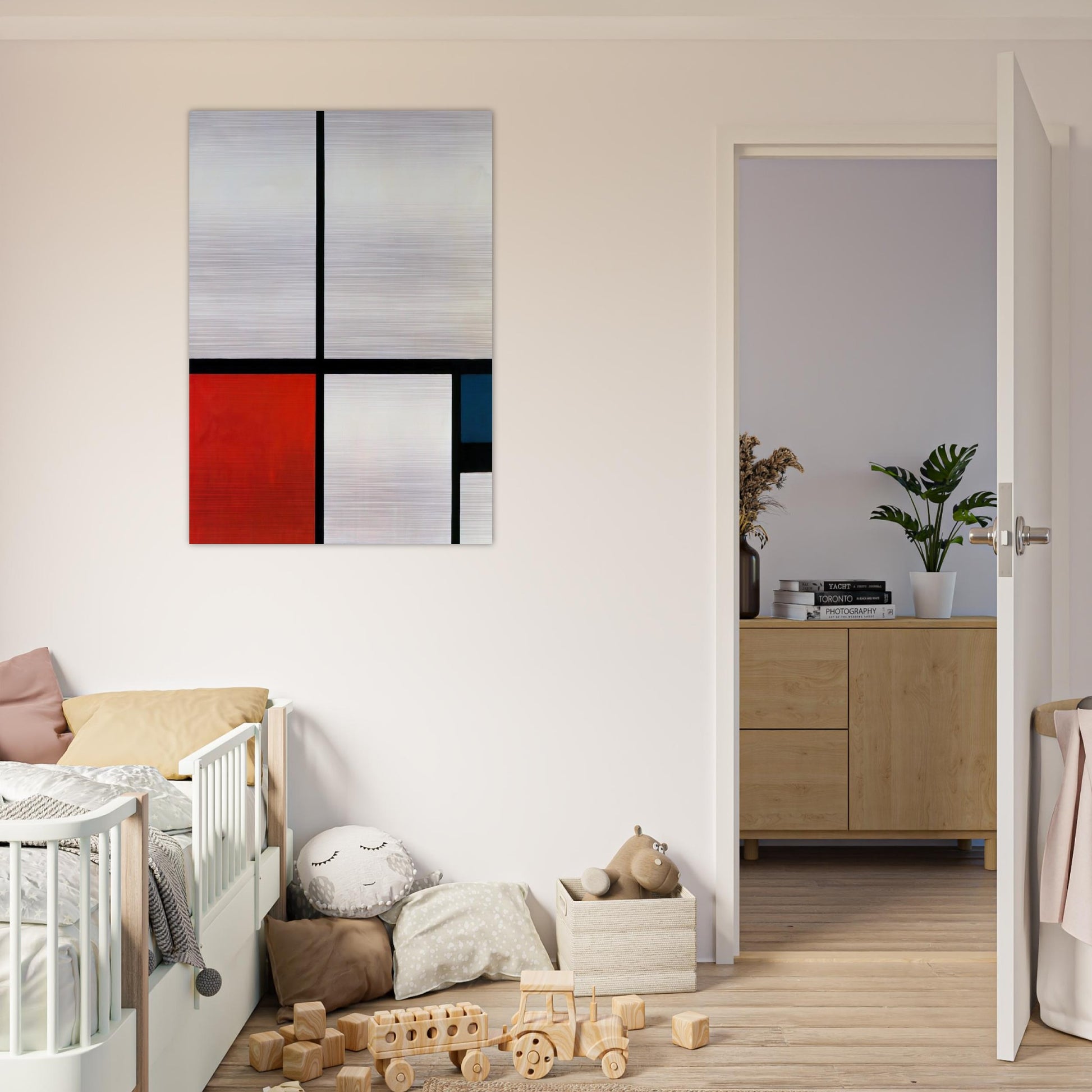 Composition N. 1 with Red and Blue - Piet Mondrian Brushed Aluminum Print - 70x100 cm / 28x40 inches | Piet Mondrian Aluminum Print | Piet Mondrian Prints