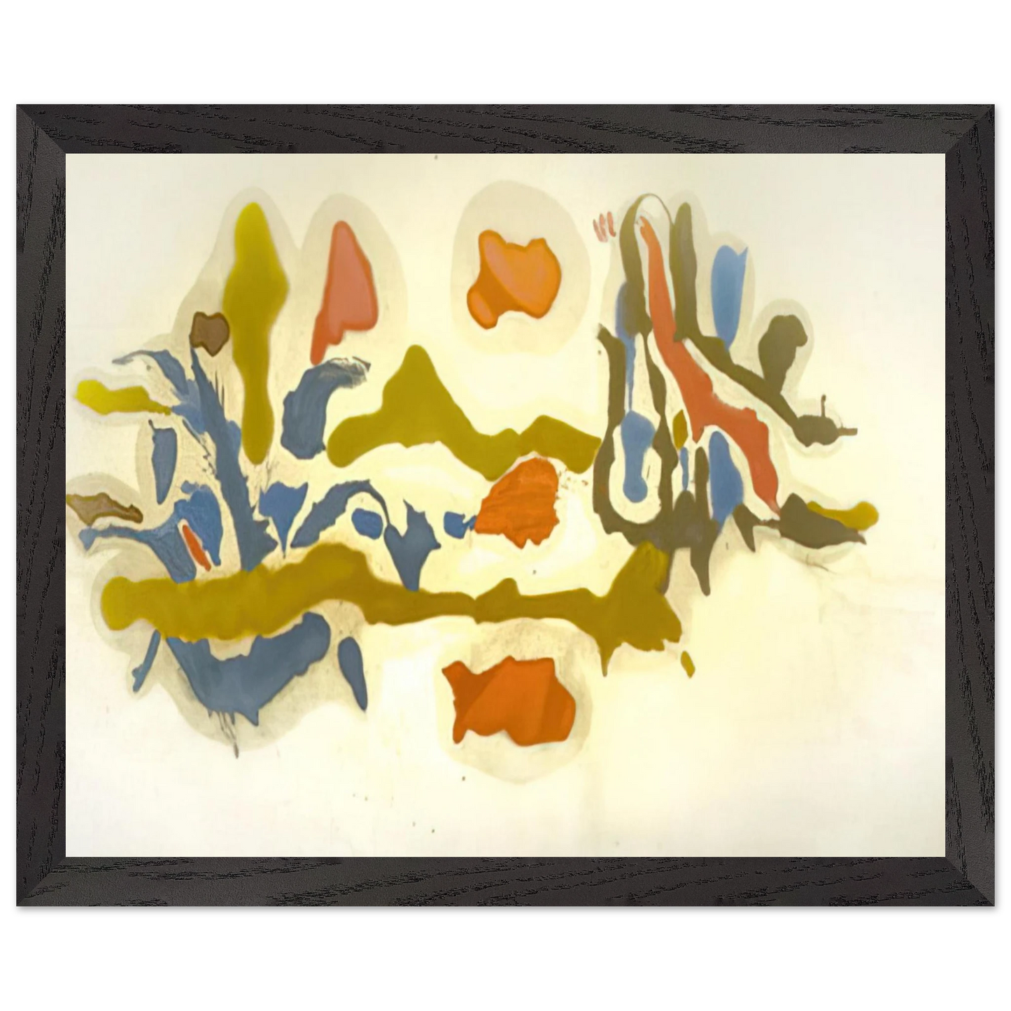 Helen Frankenthaler - Seascape with Dunes - 1962 Wall art - 28x43  cm / XL (11x17 inches) - Premium Wooden Framed Poster With Fine Art Paper - White frame