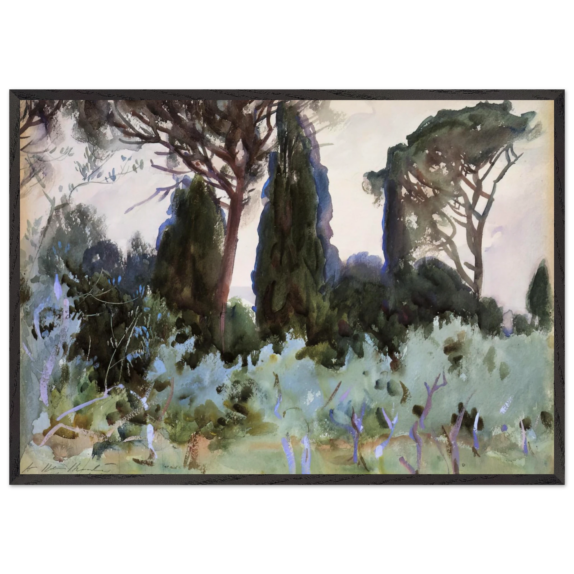Landscape near Florence - John Singer Sargent Framed Art Print – Black Wooden Frame - Default Title - -Framed Art Print