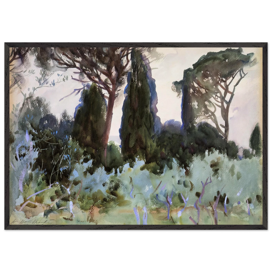 Landscape near Florence - John Singer Sargent 70x100 cm / 28x40 inches Framed Art Print – Black Wooden Frame