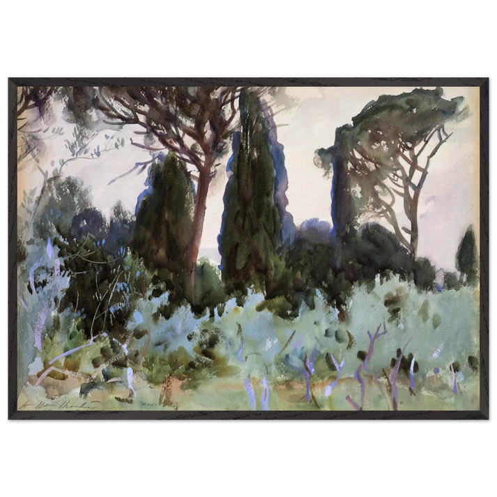 Landscape near Florence - John Singer Sargent 70x100 cm / 28x40 inches Framed Art Print – Black Wooden Frame
