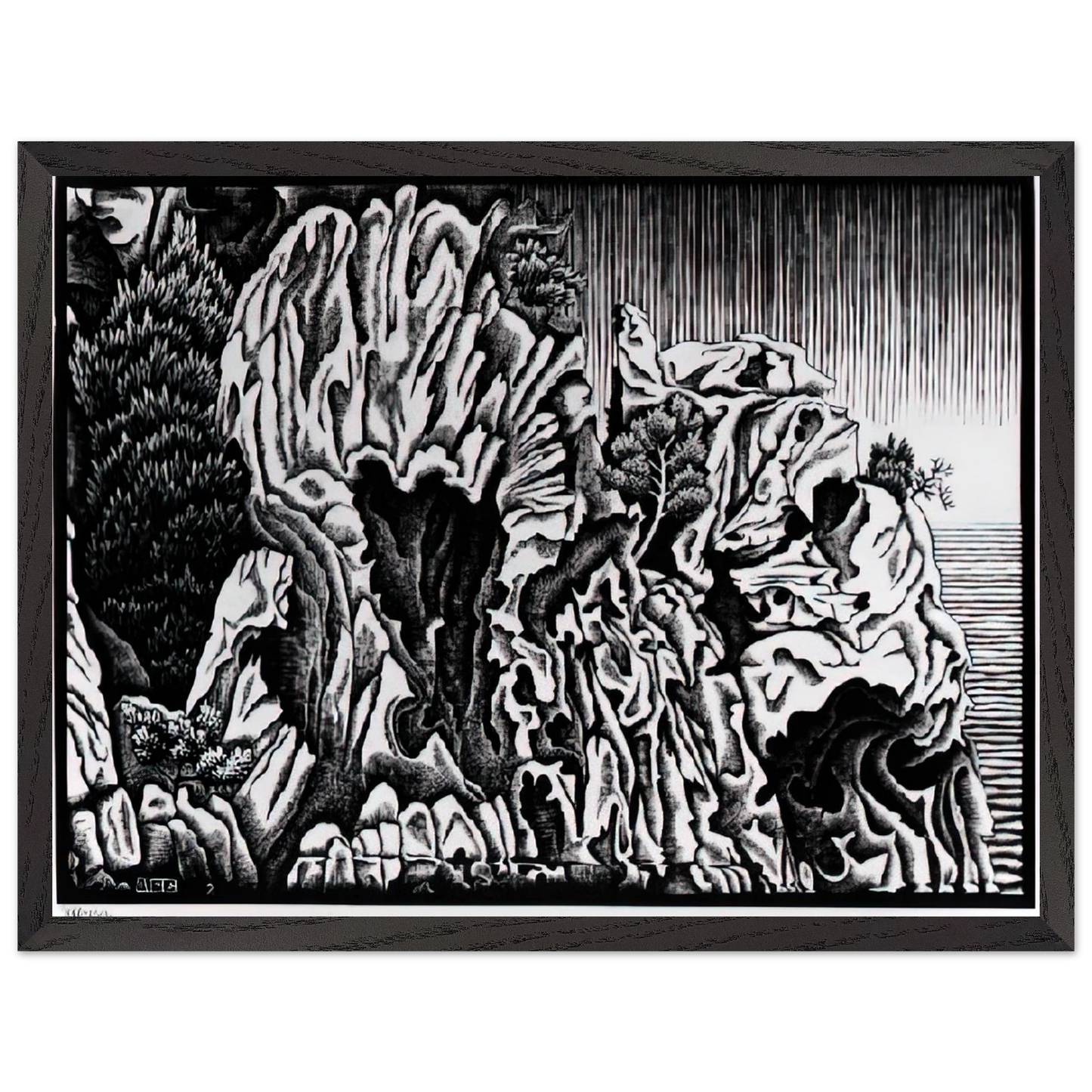 MC Escher - CALANCHE OF PIANA CORSICA FEBRUARY 1934 1934 Wall Art - 60x80 cm / 24x32 inches - Fine Art Poster - -