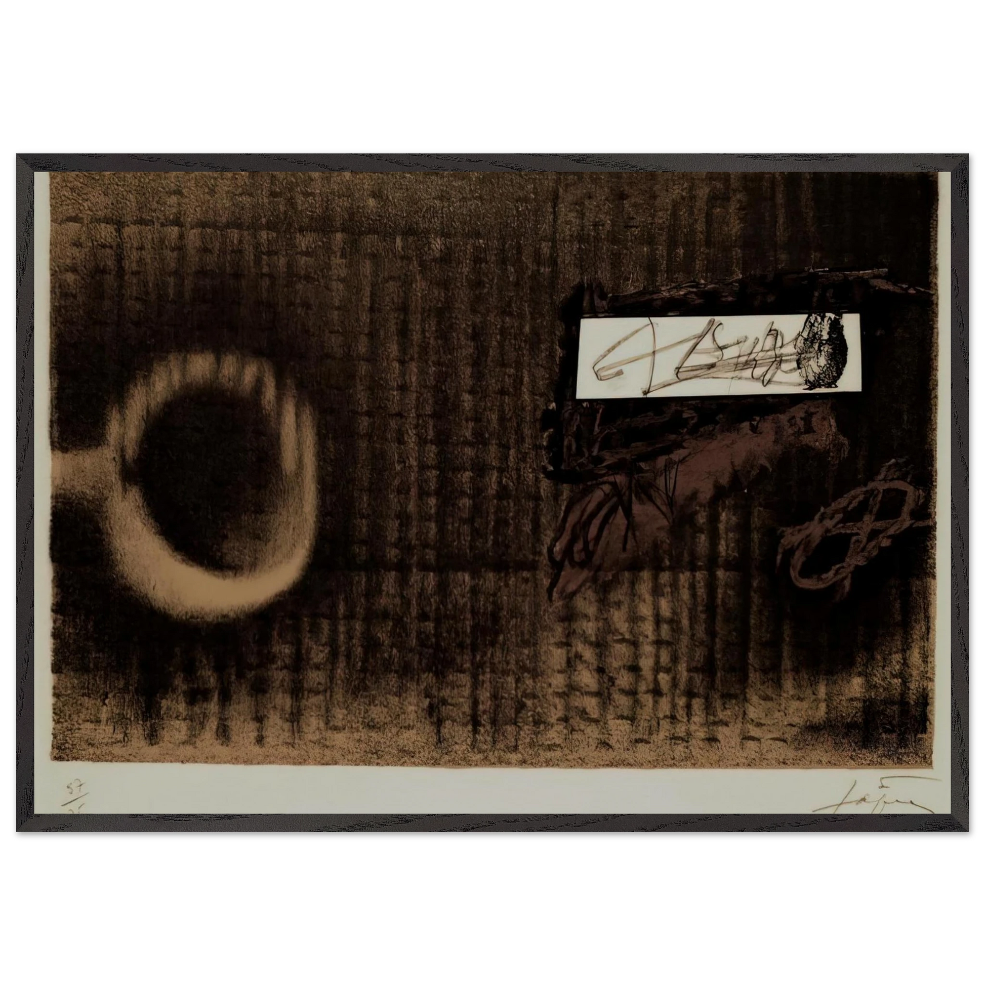 ETIQUETTE 1979 - Antoni Tapies Framed Art Print – Black Wooden Frame - Default Title - -Framed Art Print