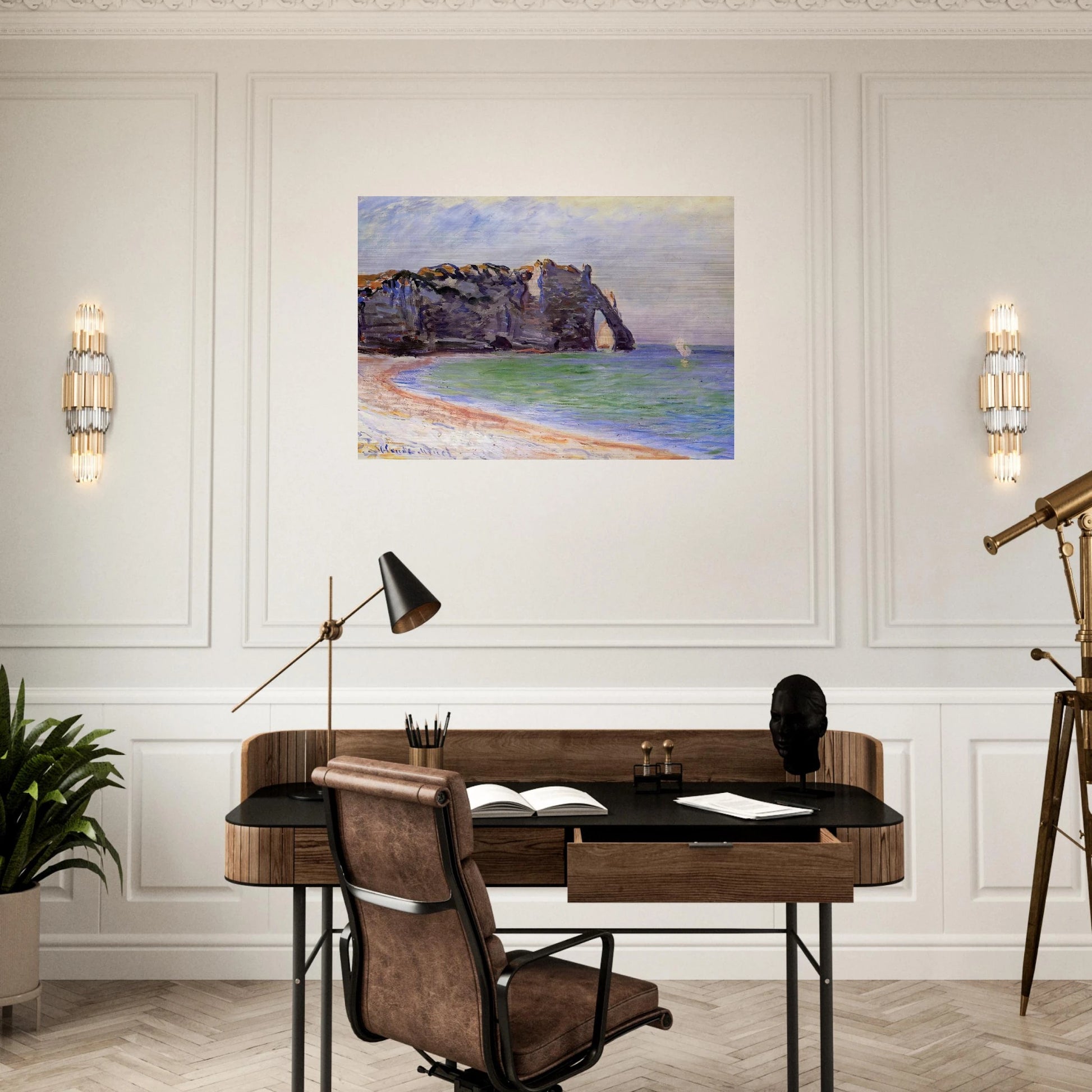 The Manneport, Etretat, the Porte d'Aval - claude monet Brushed Aluminum Print - 70x100 cm / 28x40 inches | claude monet Aluminum Print | claude monet Prints