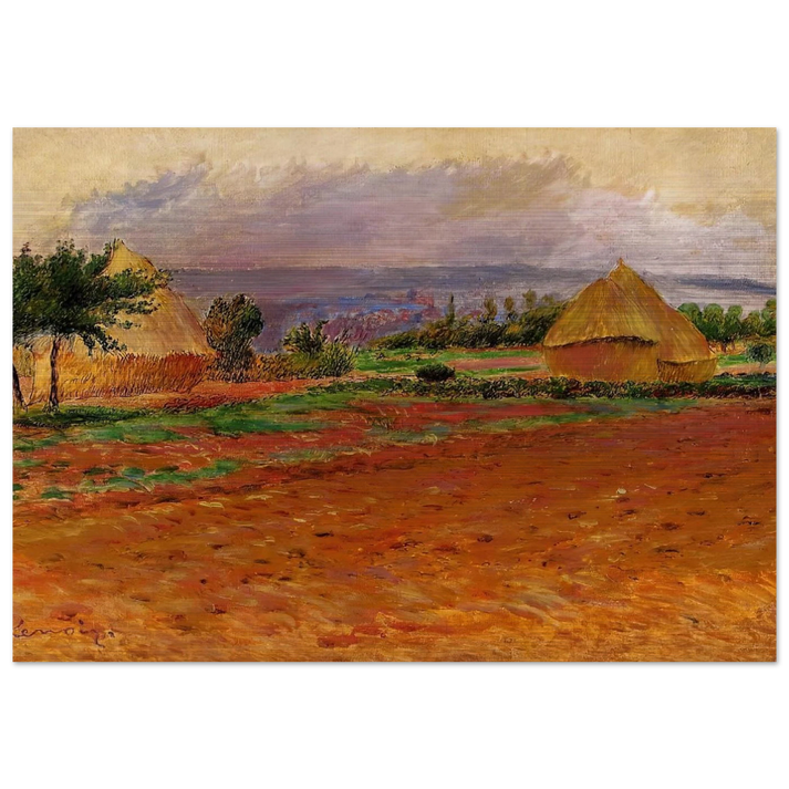 Field and Haystacks - Pierre-Auguste Renoir Brushed Aluminum Print - 70x100 cm / 28x40 inches | Pierre-Auguste Renoir Aluminum Print | Pierre-Auguste Renoir Prints