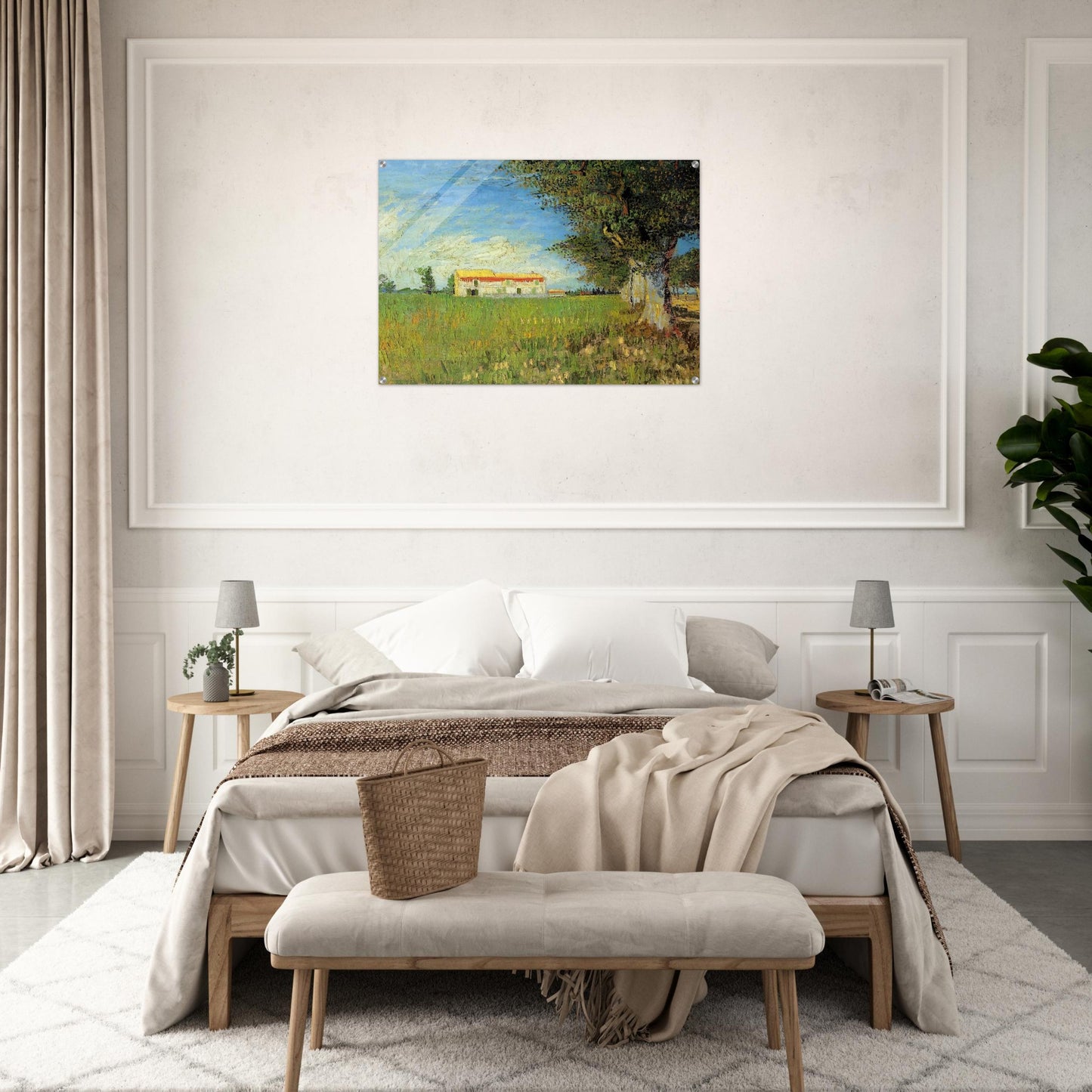 Farmhouse in a Wheat Field - Vincent van Gogh Acrylic Print - 70x100 cm / 28x40″ inches