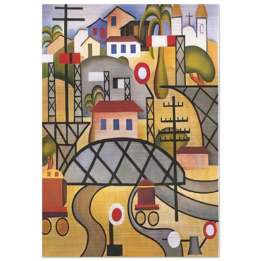 E.F.C.B. Estrada de Ferro Central do Brasil - Tarsila do Amaral Brushed Aluminum Print - 70x100 cm / 28x40 inches | Tarsila do Amaral Aluminum Print | Tarsila do Amaral Prints