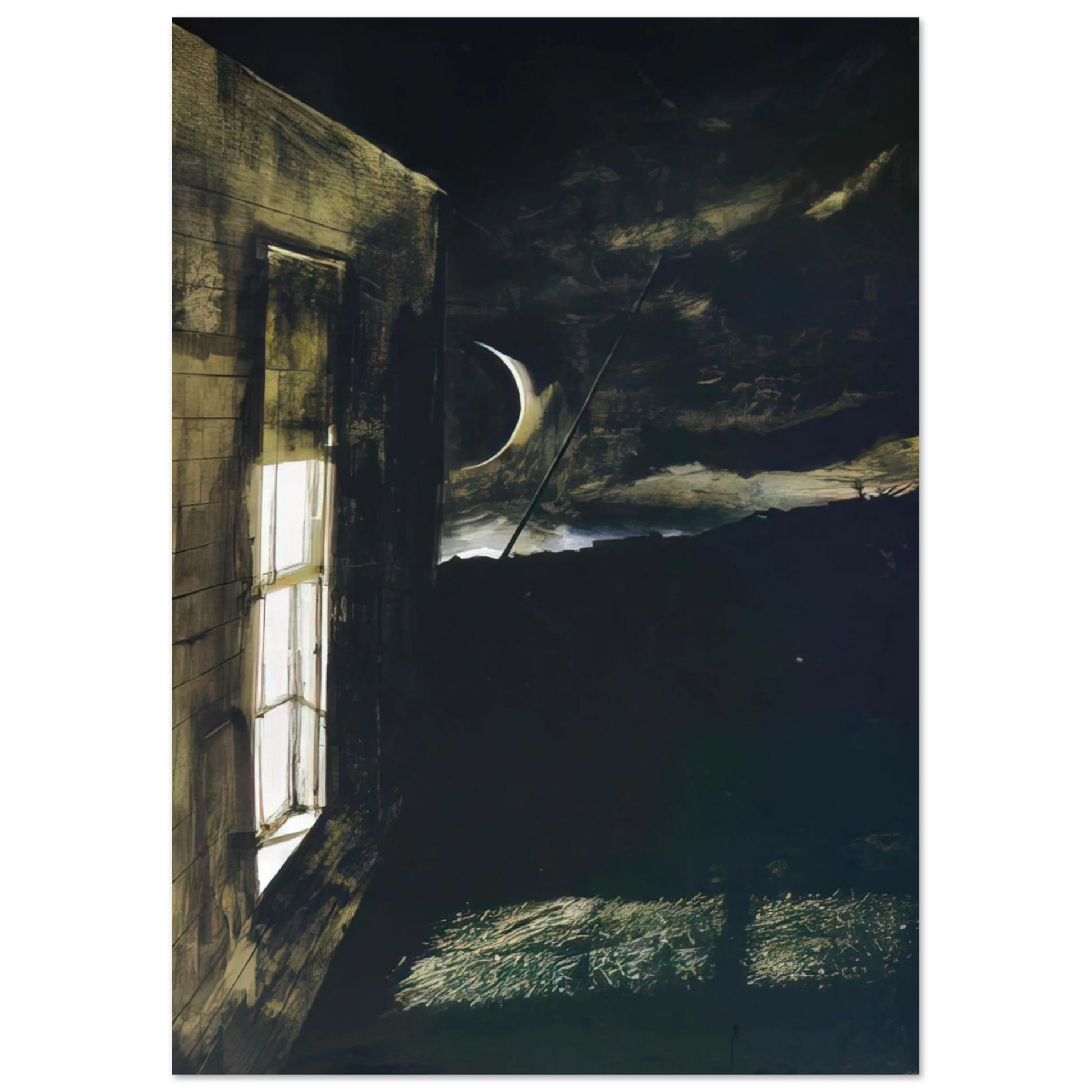 Andrew Wyeth - CRESCENT MOON Wall Art - 30x40 cm / 12x16 inches - Premium Wooden Framed Poster With Fine Art Paper - Black frame