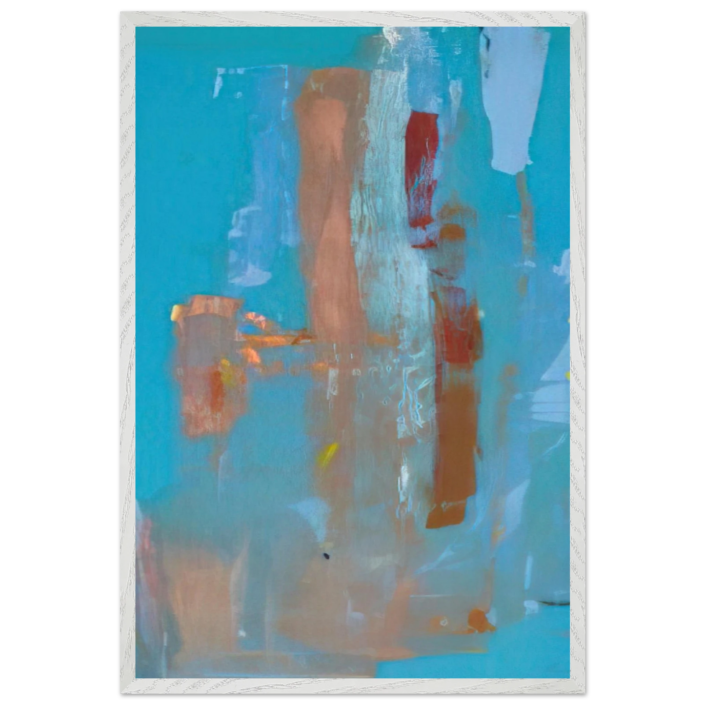 Helen Frankenthaler - In on Blue - 1976 Wall art - 40x40 cm / 16x16 inches - Premium Wooden Framed Poster With Fine Art Paper - White frame