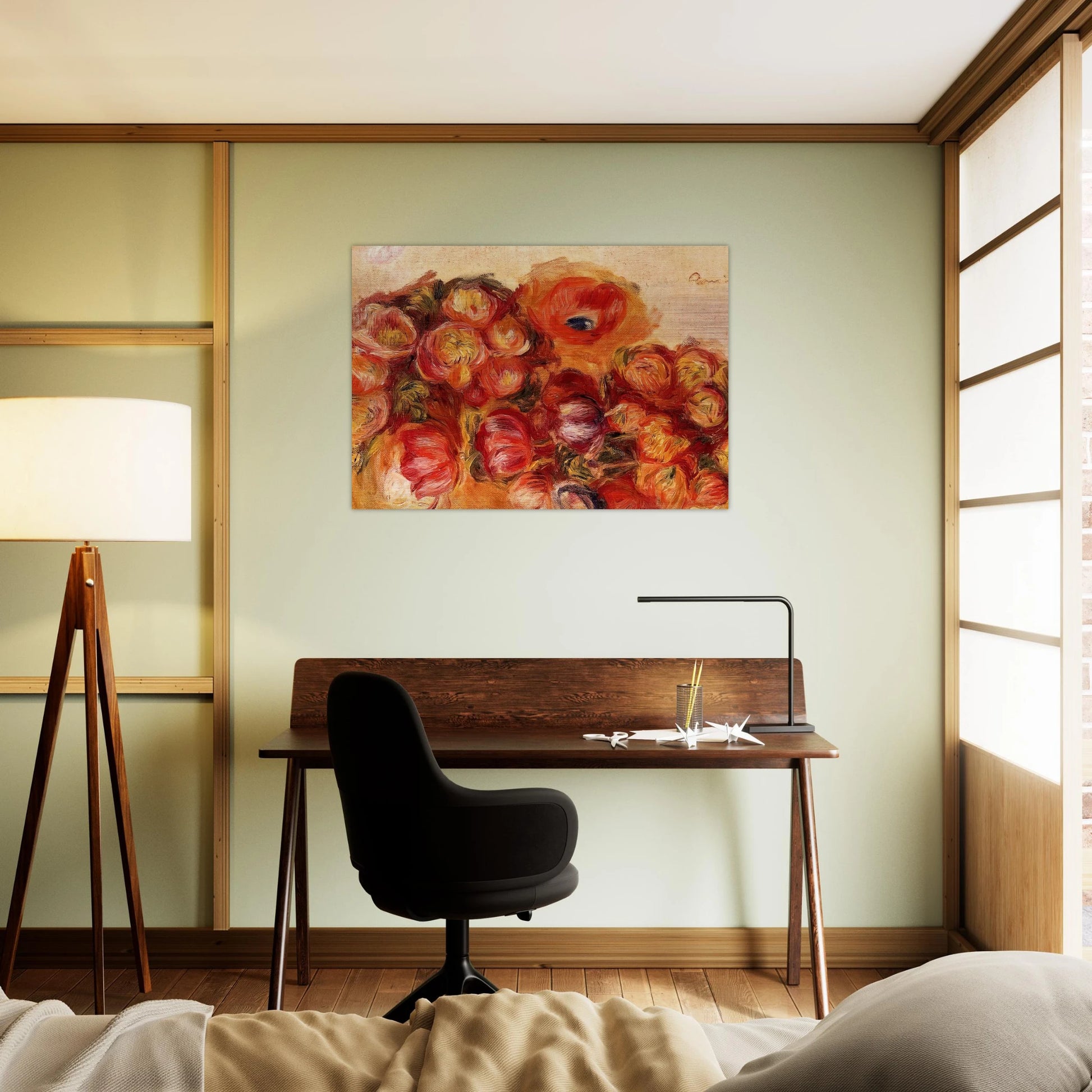 Study of Flowers Anemones and Tulips - Pierre-Auguste Renoir Brushed Aluminum Print - 70x100 cm / 28x40 inches | Pierre-Auguste Renoir Aluminum Print | Pierre-Auguste Renoir Prints