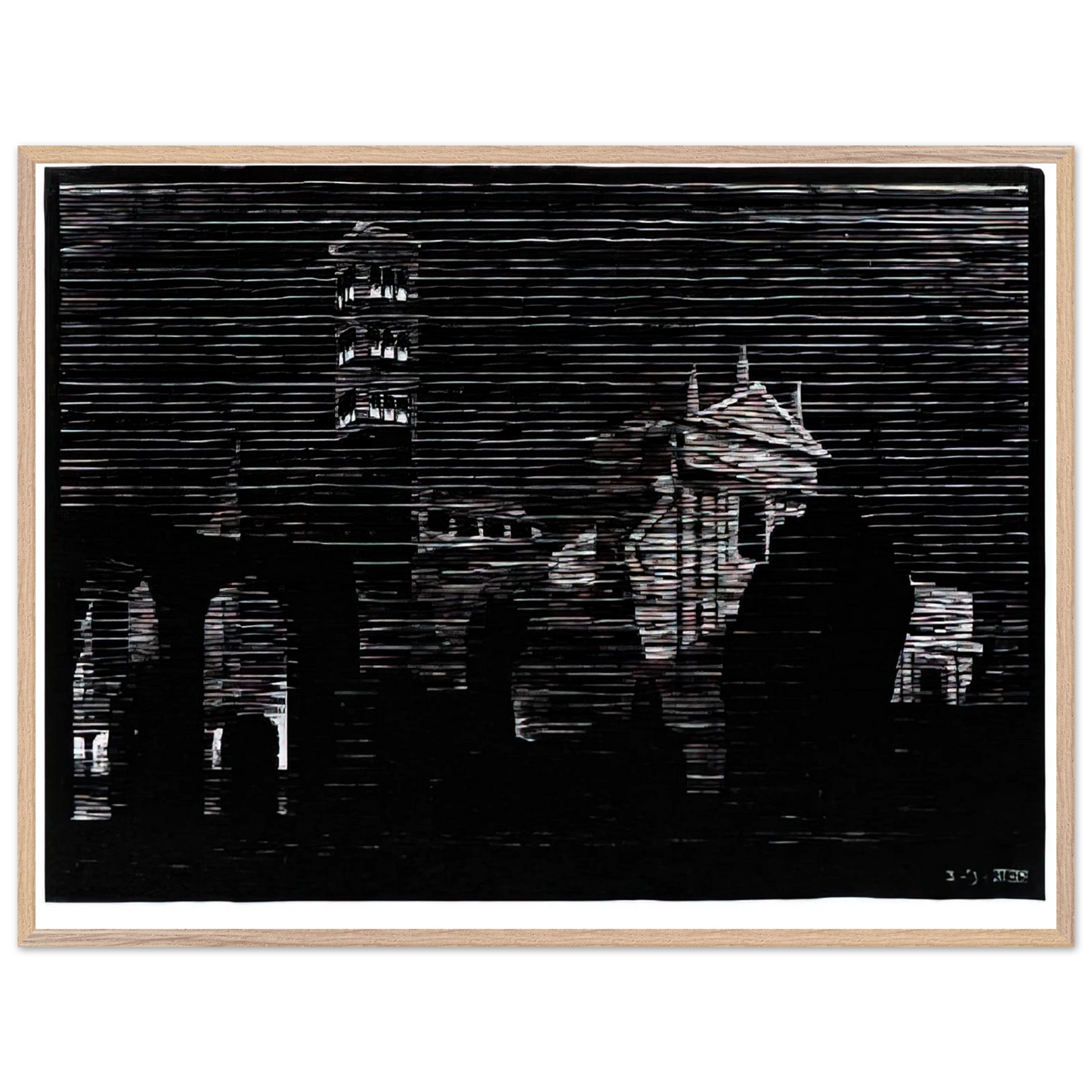 MC Escher - NOCTURNAL ROME 2 Wall Art - 60x80 cm / 24x32 inches - Premium Wooden Framed Poster With Fine Art Paper - White frame