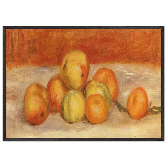 Apples and Manderines - Pierre-Auguste Renoir 70x100 cm / 28x40 inches Framed Art Print – Black Wooden Frame