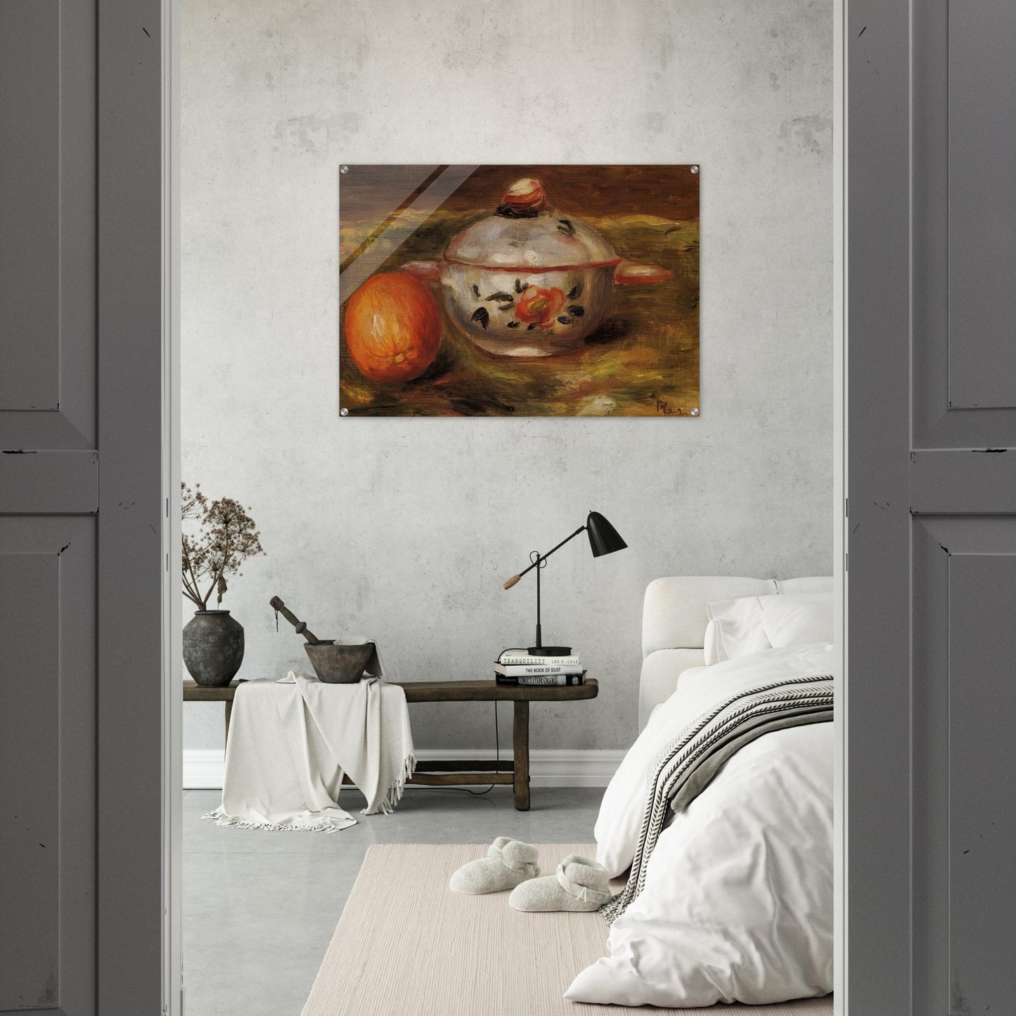 Still Life with Orange and Sugar Bowl - Pierre-Auguste Renoir Acrylic Print - 70x100 cm / 28x40″ inches