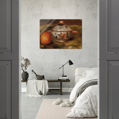 Still Life with Orange and Sugar Bowl - Pierre-Auguste Renoir Acrylic Print - 70x100 cm / 28x40″ inches