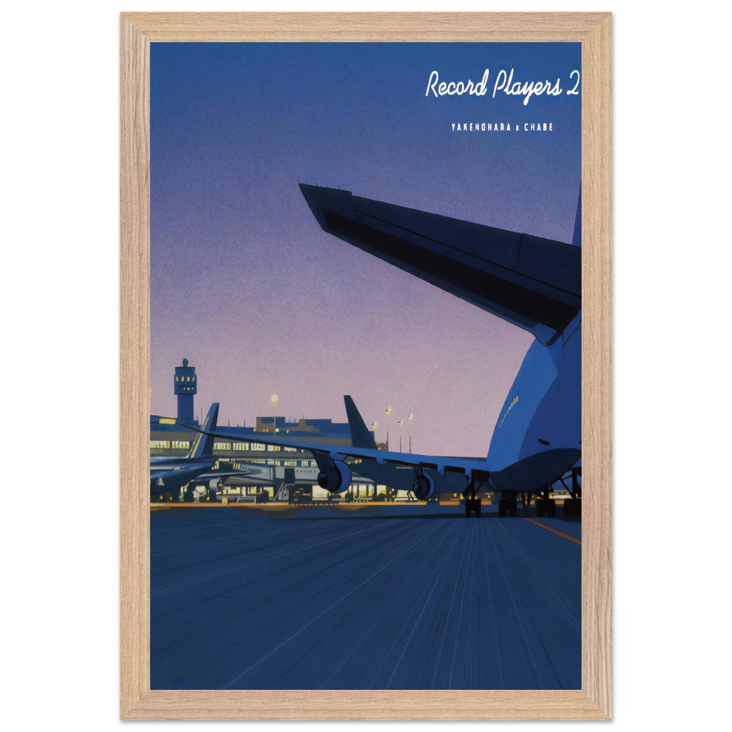 Hiroshi Nagai - Taxiway Wall Art - 21x29.7 cm / 8x12" - Premium Wooden Framed Poster With Fine Art Paper - Wood frame