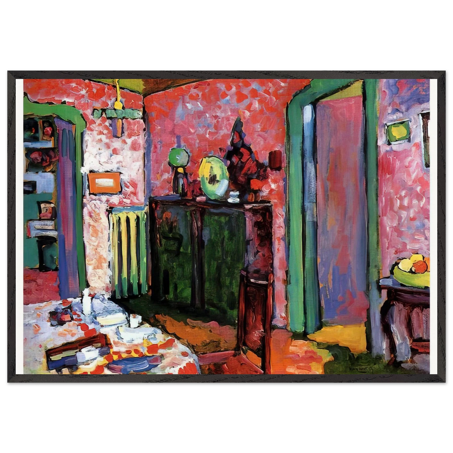 INTERIOR MY DINING ROOM 1909 - Wassily Kandinsky 70x100 cm / 28x40 inches Framed Art Print – Black Wooden Frame