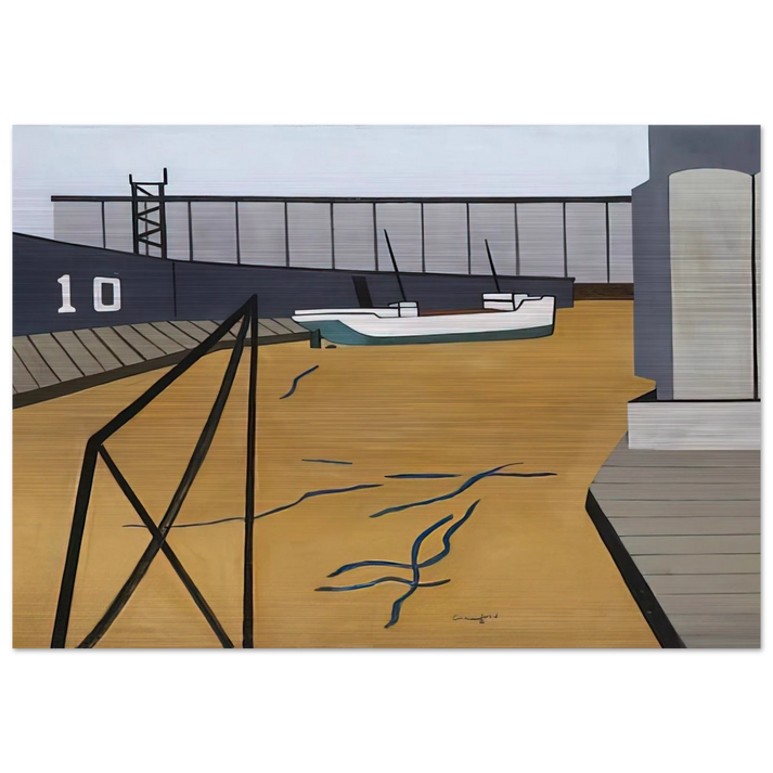 Boat and Grain Elevators - 1942 - Ralston Crawford Brushed Aluminum Print - 70x100 cm / 28x40 inches | Ralston Crawford Aluminum Print | Ralston Crawford Prints