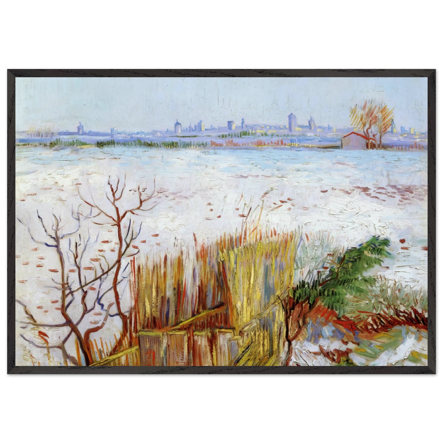 Snowy Landscape with Arles in the Background - Vincent van Gogh Framed Art Print – Black Wooden Frame - Default Title - -Framed Art Print