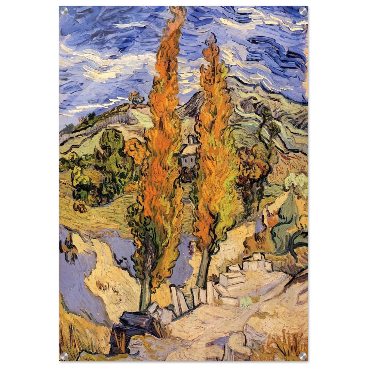 Two Poplars on a Hill - Vincent van Gogh Acrylic Print - 70x100 cm / 28x40″ inches