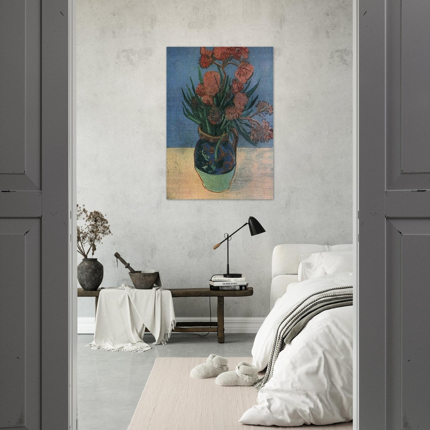 Still Life Vase with Oleanders - Vincent van Gogh Brushed Aluminum Print - 70x100 cm / 28x40 inches | Vincent van Gogh Aluminum Print | Vincent van Gogh Prints
