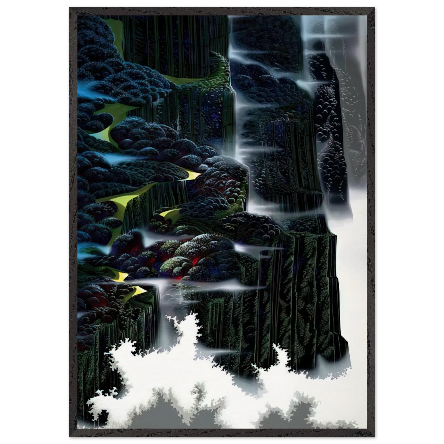 Sea Cliffs Rising - Eyvind Earle Framed Art Print – Black Wooden Frame - Default Title - -Framed Art Print