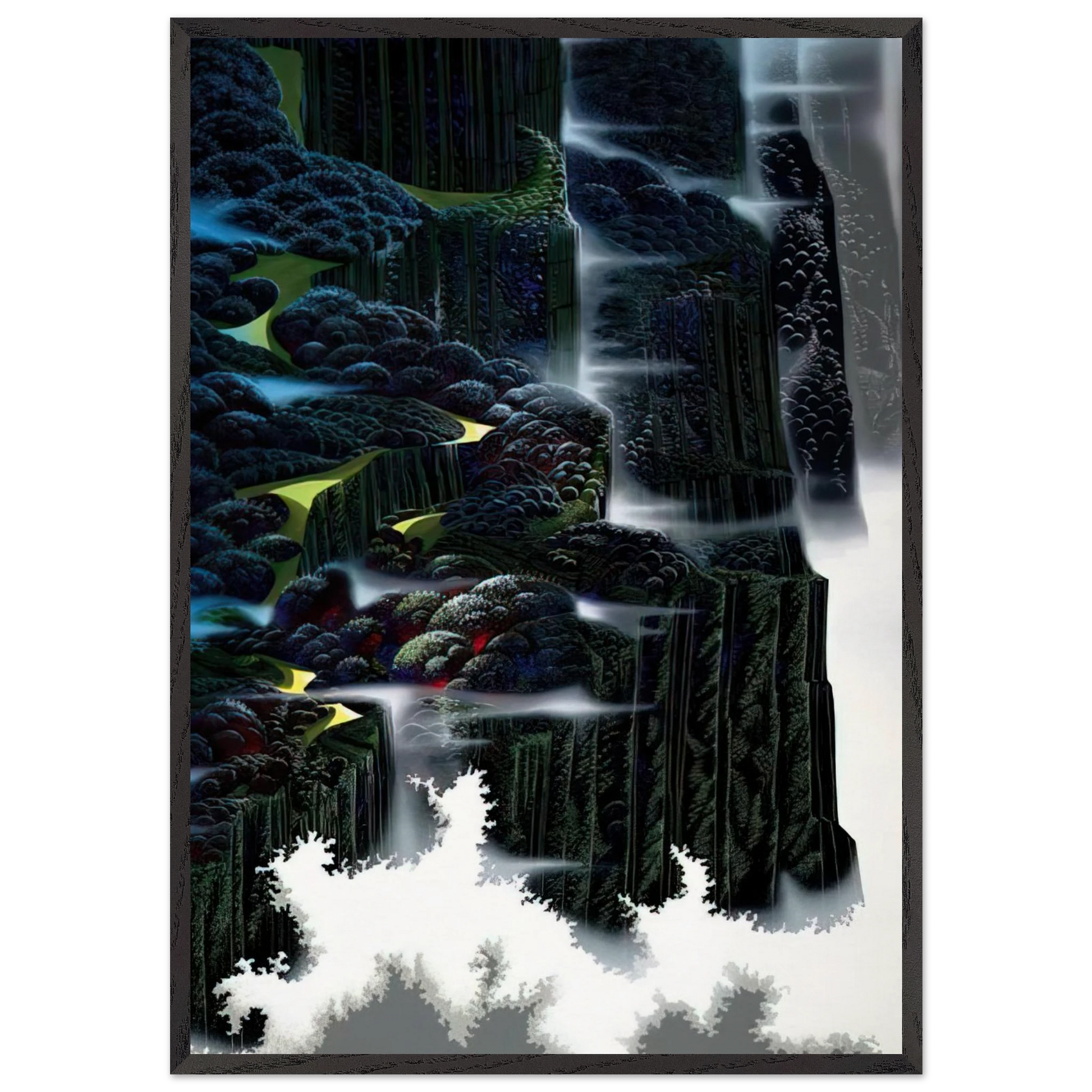 Sea Cliffs Rising - Eyvind Earle Framed Art Print – Black Wooden Frame - Default Title - -Framed Art Print