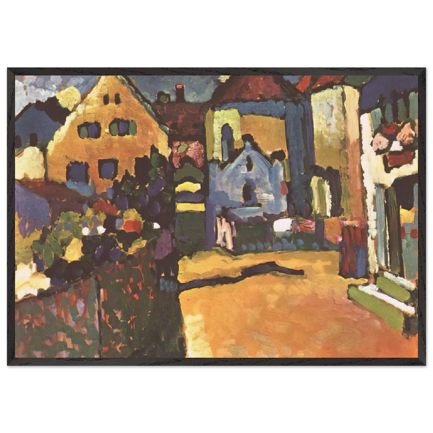 GRUNGASSE IN MURNAU 1909 - Wassily Kandinsky Framed Art Print – Black Wooden Frame - Default Title - -Framed Art Print