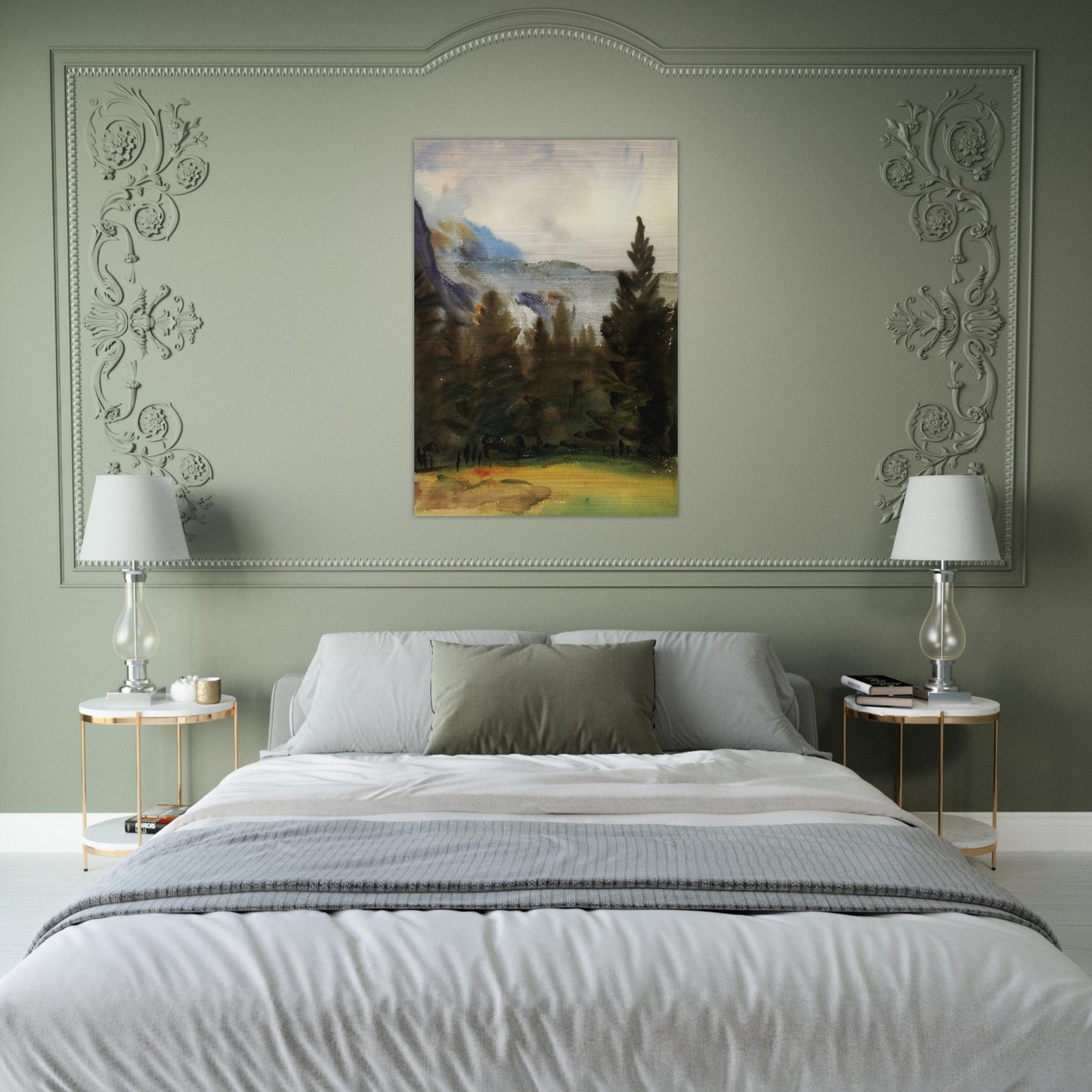 Purtud Fir Trees and Snow Mountains - John Singer Sargent Brushed Aluminum Print - 70x100 cm / 28x40 inches | John Singer Sargent Aluminum Print | John Singer Sargent Prints