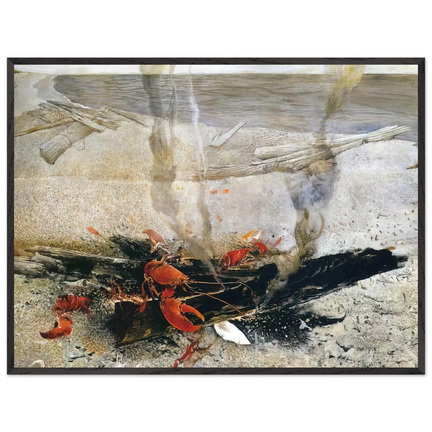 Andrew Wyeth - EMBERS 2000 Wall Art - 21x29.7 cm / 8x12" - Premium Wooden Framed Poster With Fine Art Paper - Wood frame