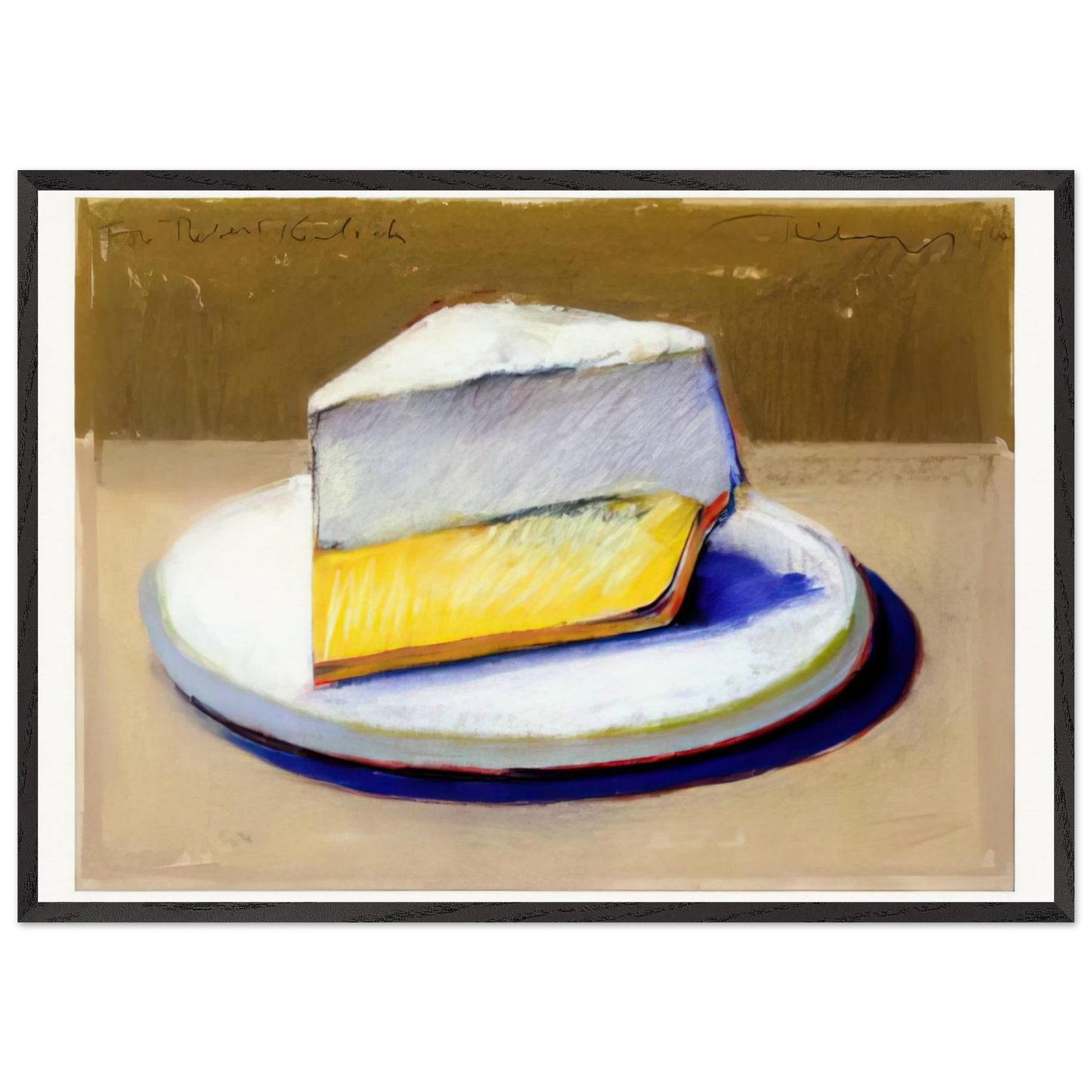 Lemon Meringue Pie - 1964 - Wayne Thiebaud Framed Art Print – Black Wooden Frame - Default Title - -Framed Art Print