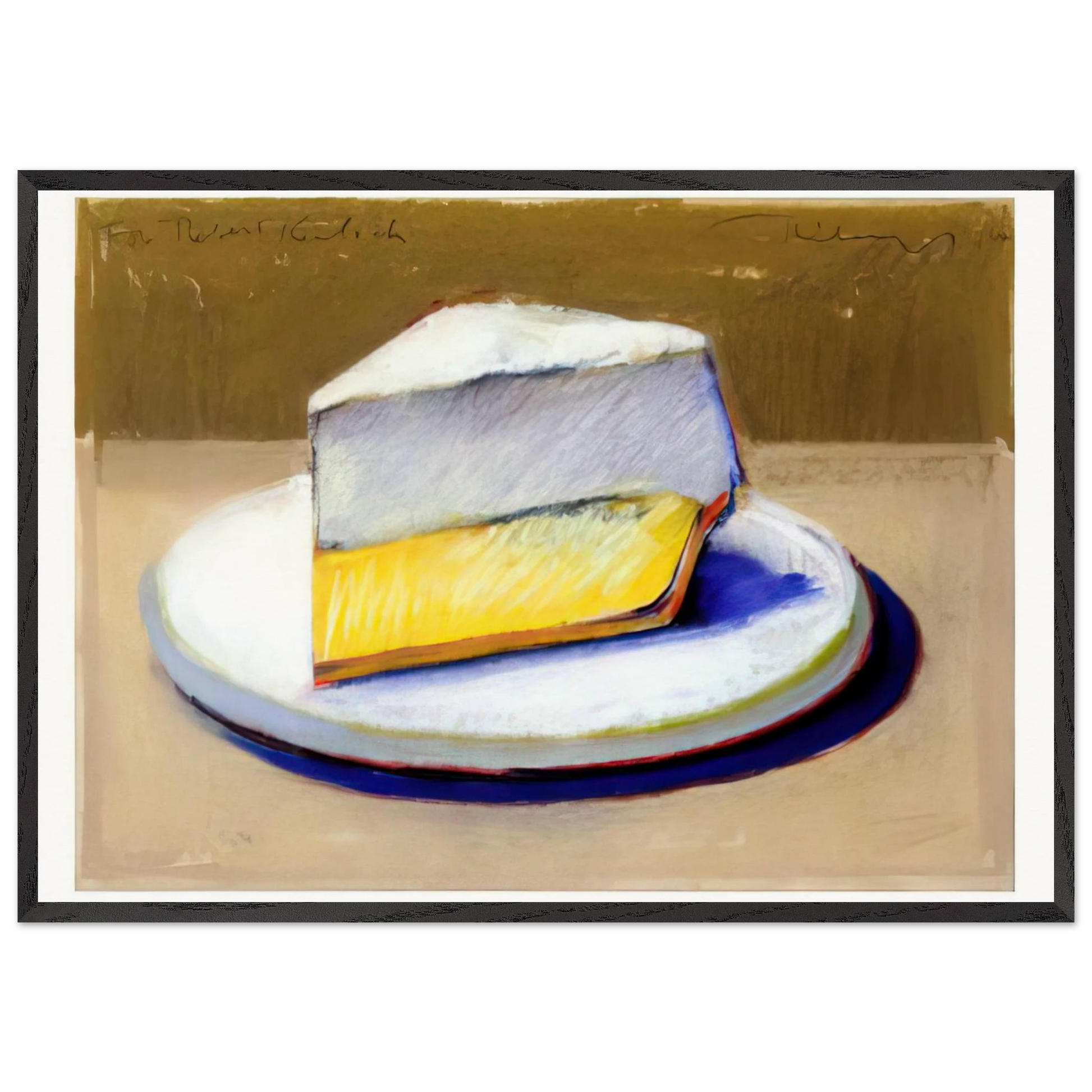 Lemon Meringue Pie - 1964 - Wayne Thiebaud Framed Art Print – Black Wooden Frame - Default Title - -Framed Art Print
