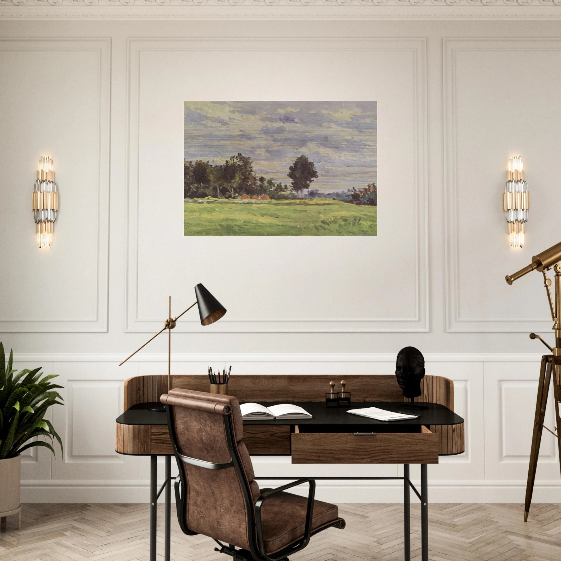 Landscape in the Ile de France - Paul Cézanne Brushed Aluminum Print - 70x100 cm / 28x40 inches | Paul Cézanne Aluminum Print | Paul Cézanne Prints