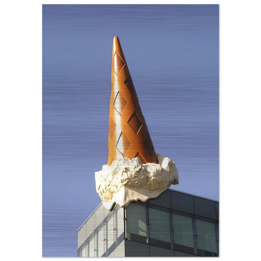 DROPPED CONE COLLABORATION WITH VAN BRUGGEN 2001 - Claes Oldenburg Brushed Aluminum Print - 70x100 cm / 28x40 inches | Claes Oldenburg Aluminum Print | Claes Oldenburg Prints