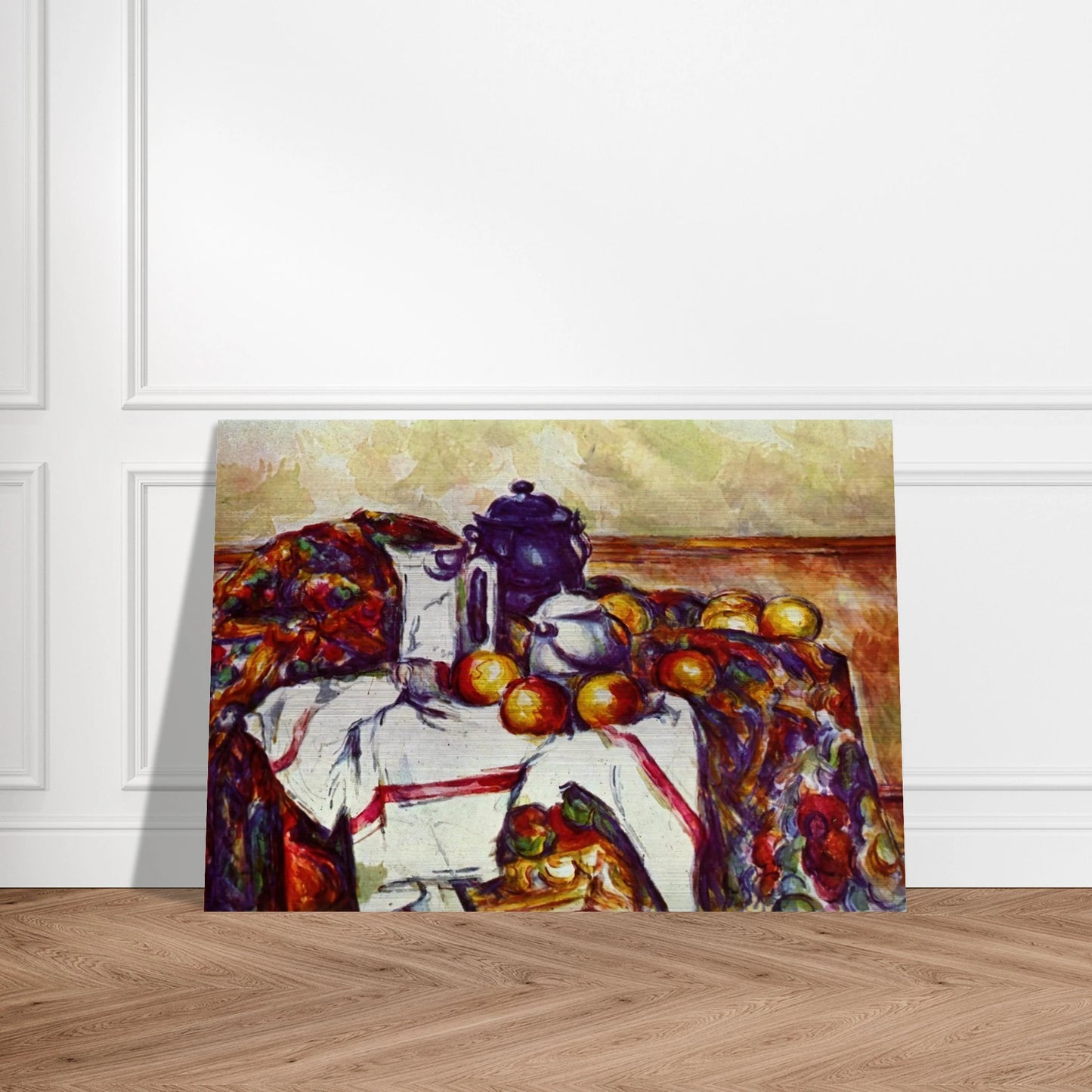 Still Life with Blue Pot - Paul Cézanne Brushed Aluminum Print - 70x100 cm / 28x40 inches | Paul Cézanne Aluminum Print | Paul Cézanne Prints