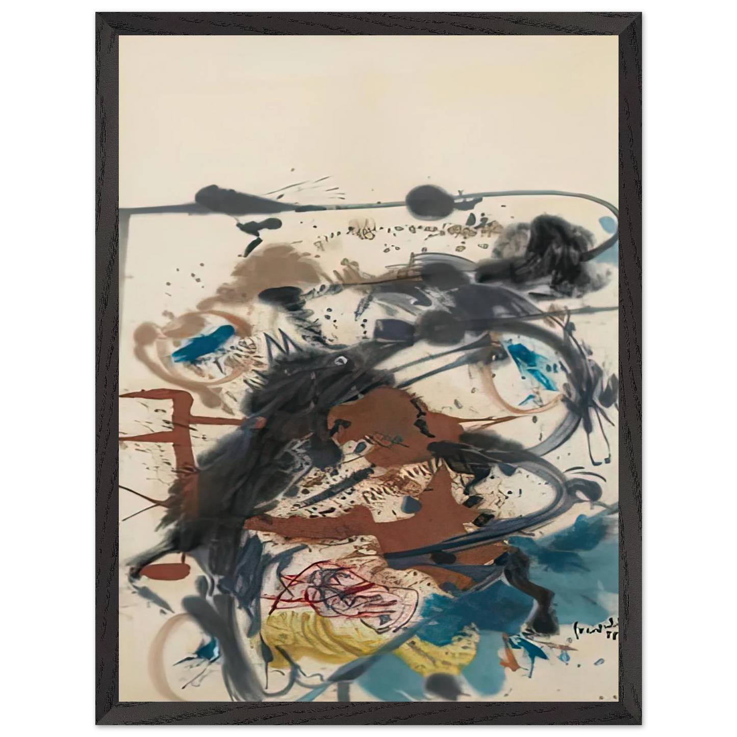 Helen Frankenthaler - Winter Hunt, 1958- Wall Art - 21x29.7 cm / 8x12" - Premium Wooden Framed Poster With Fine Art Paper - White frame