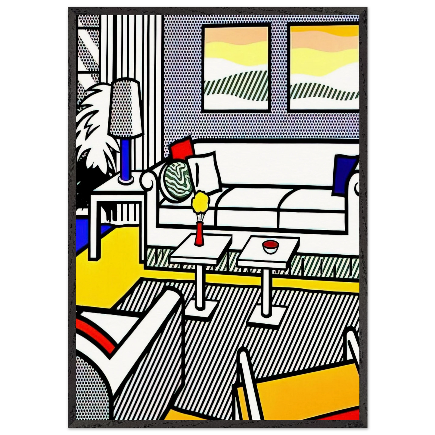 INTERIOR WITH RESTFUL PAINTINGS 1991 - Roy Lichtenstein Framed Art Print – Black Wooden Frame - Default Title - -Framed Art Print