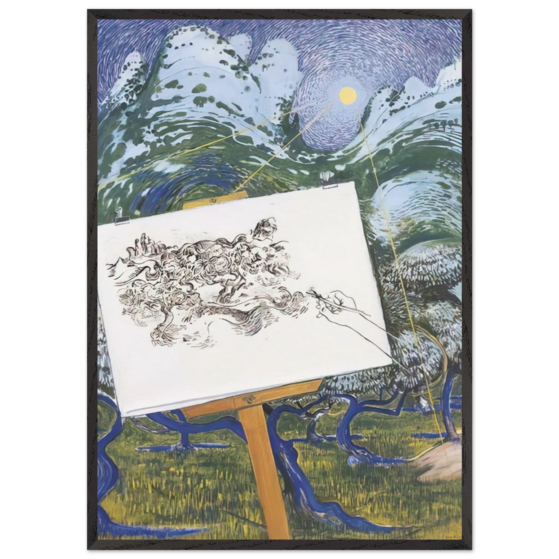 St-Remy de Provence - 1983 - Brett Whiteley Framed Art Print – Black Wooden Frame - Default Title - -Framed Art Print