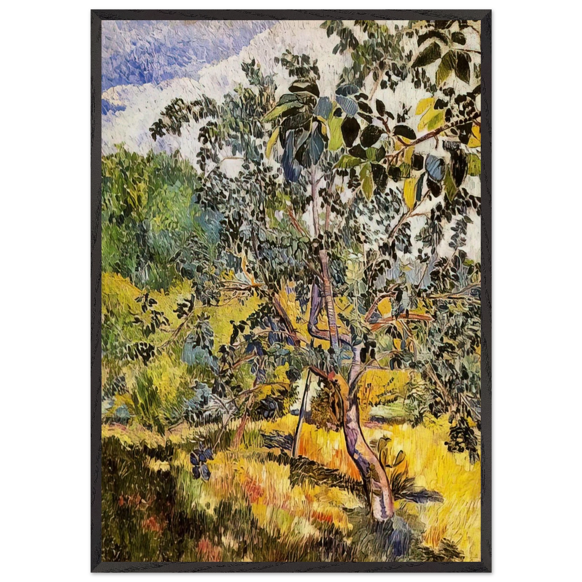 Corner of a garden Sun - Post-Impressionism - Natalia Goncharova Framed Art Print – Black Wooden Frame - Default Title - -Framed Art Print