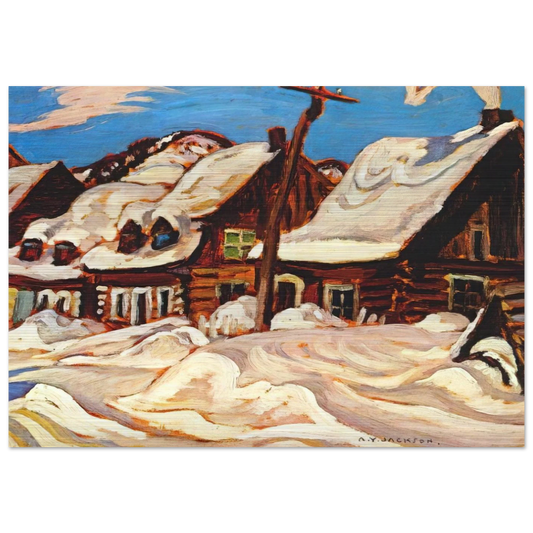 Houses, St. Urbain - 1934 - A.Y. Jackson Brushed Aluminum Print - 70x100 cm / 28x40 inches | A.Y. Jackson Aluminum Print | A.Y. Jackson Prints