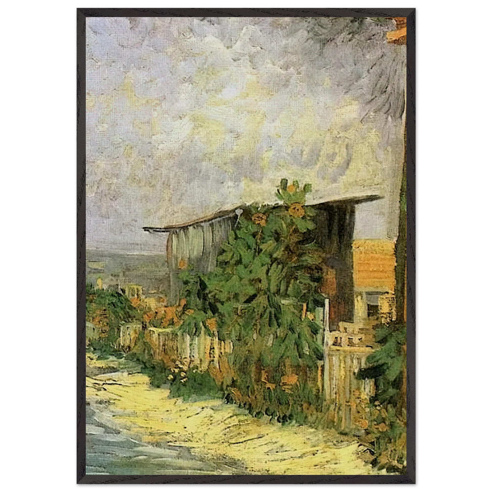 Montmartre Path with Sunflowers - Vincent van Gogh Framed Art Print – Black Wooden Frame - Default Title - -Framed Art Print