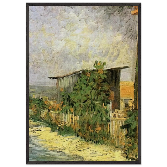 Montmartre Path with Sunflowers - Vincent van Gogh Framed Art Print – Black Wooden Frame - Default Title - -Framed Art Print