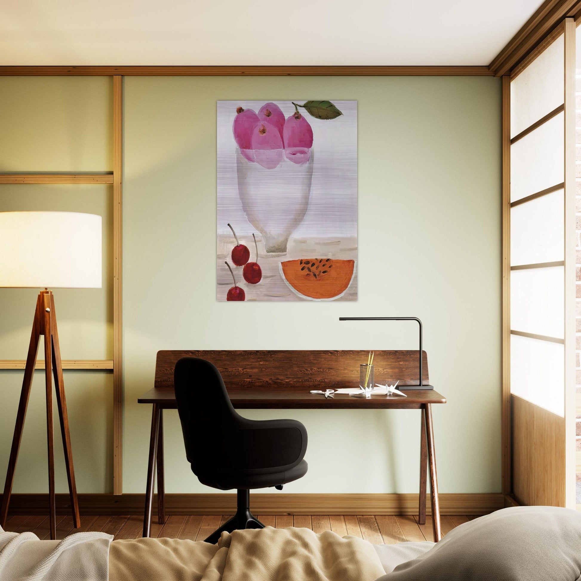 Three Cherries - 2000 - Mary Fedden Brushed Aluminum Print - 70x100 cm / 28x40 inches | Mary Fedden Aluminum Print | Mary Fedden Prints