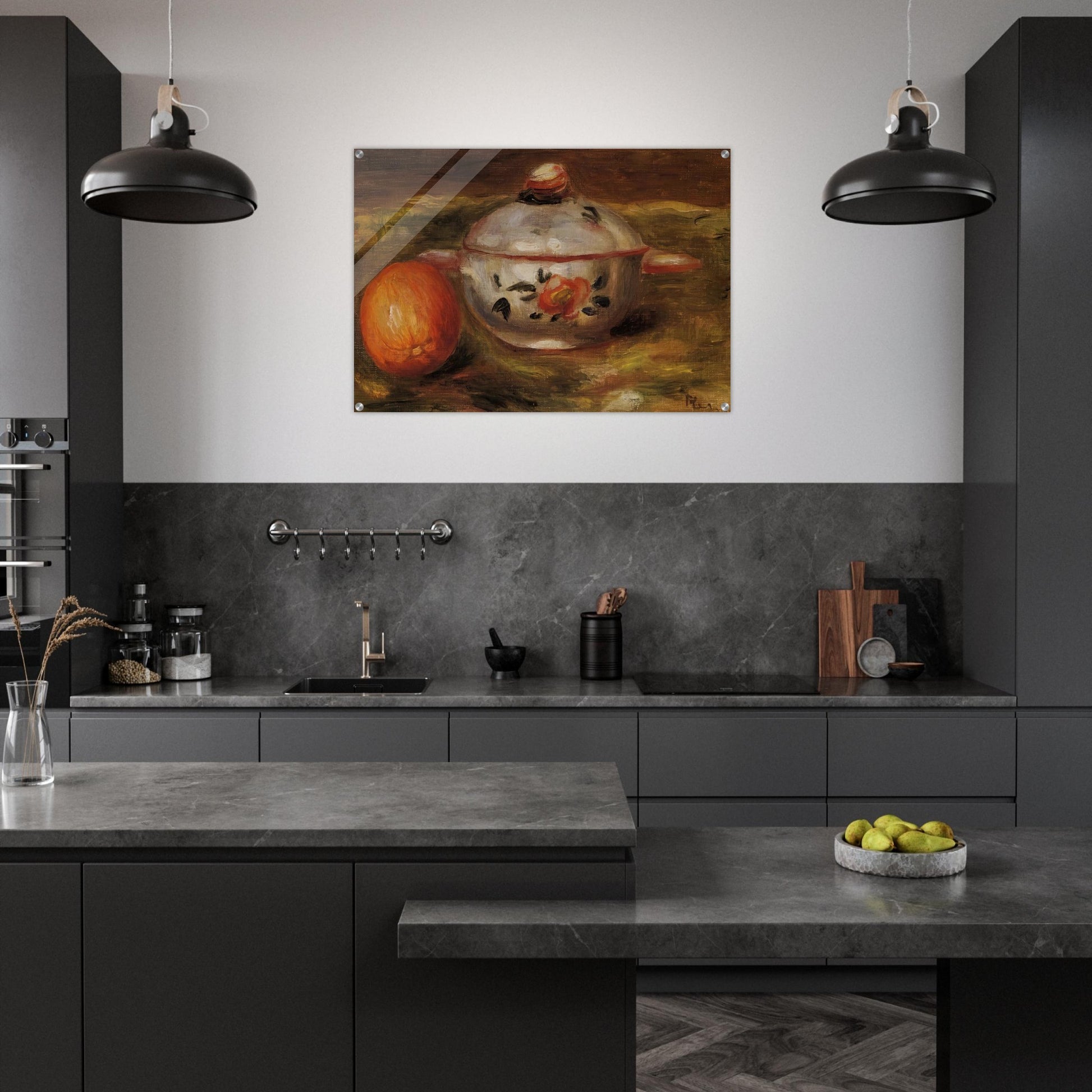 Still Life with Orange and Sugar Bowl - Pierre-Auguste Renoir Acrylic Print - 70x100 cm / 28x40″ inches