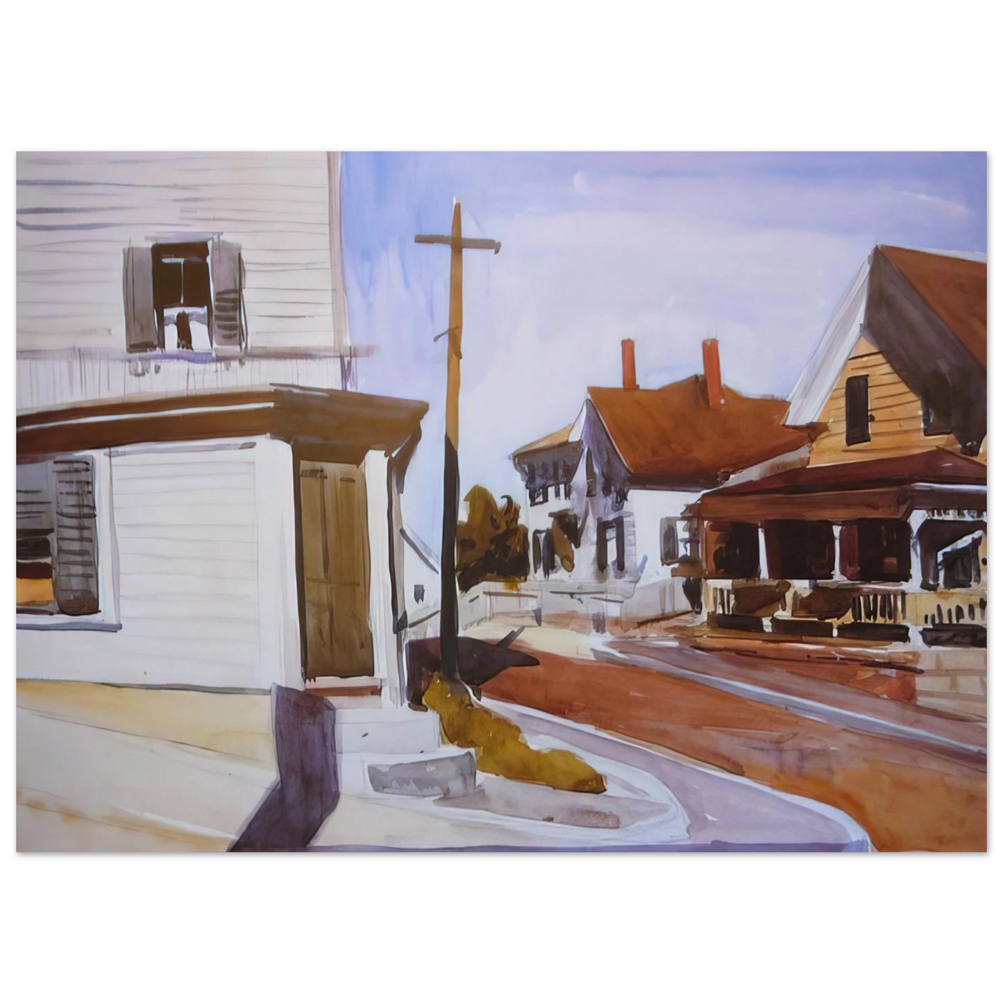 Edward Hopper - Street Corner Fine Art Poster - 75x100 cm / 30x40 inches