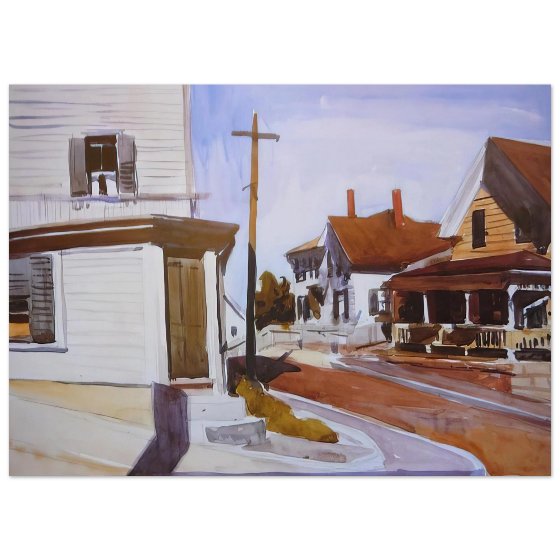 Edward Hopper - Street Corner Fine Art Poster - 75x100 cm / 30x40 inches