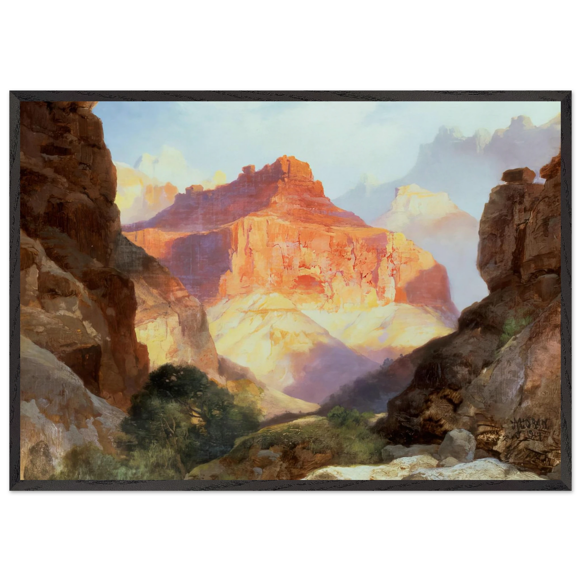 Under the Red Wall - Thomas Moran Framed Art Print – Black Wooden Frame - Default Title - -Framed Art Print