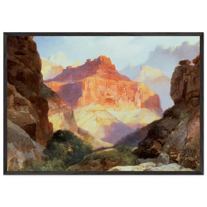 Under the Red Wall - Thomas Moran 70x100 cm / 28x40 inches Framed Art Print – Black Wooden Frame